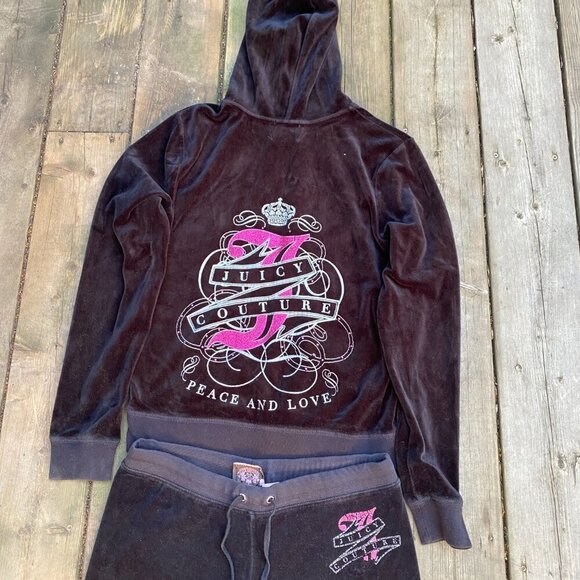 Vintage Y2K Juicy Couture Velour Tracksuit Black Bedazzled - Picture 8 of 12
